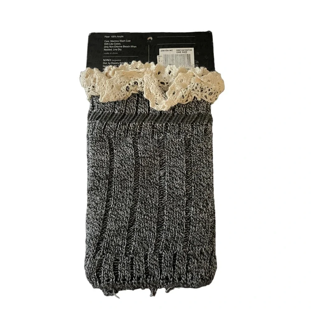 XOXO Black & White Knit Boot Cuffs Lace One Size Fits Most